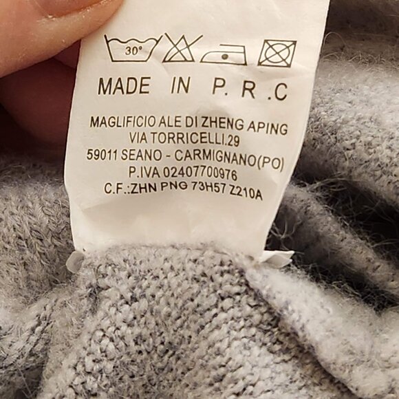 Grey Knit Long Sweater Turtleneck One Size Fits All Washable Winter - Picture 8 of 15